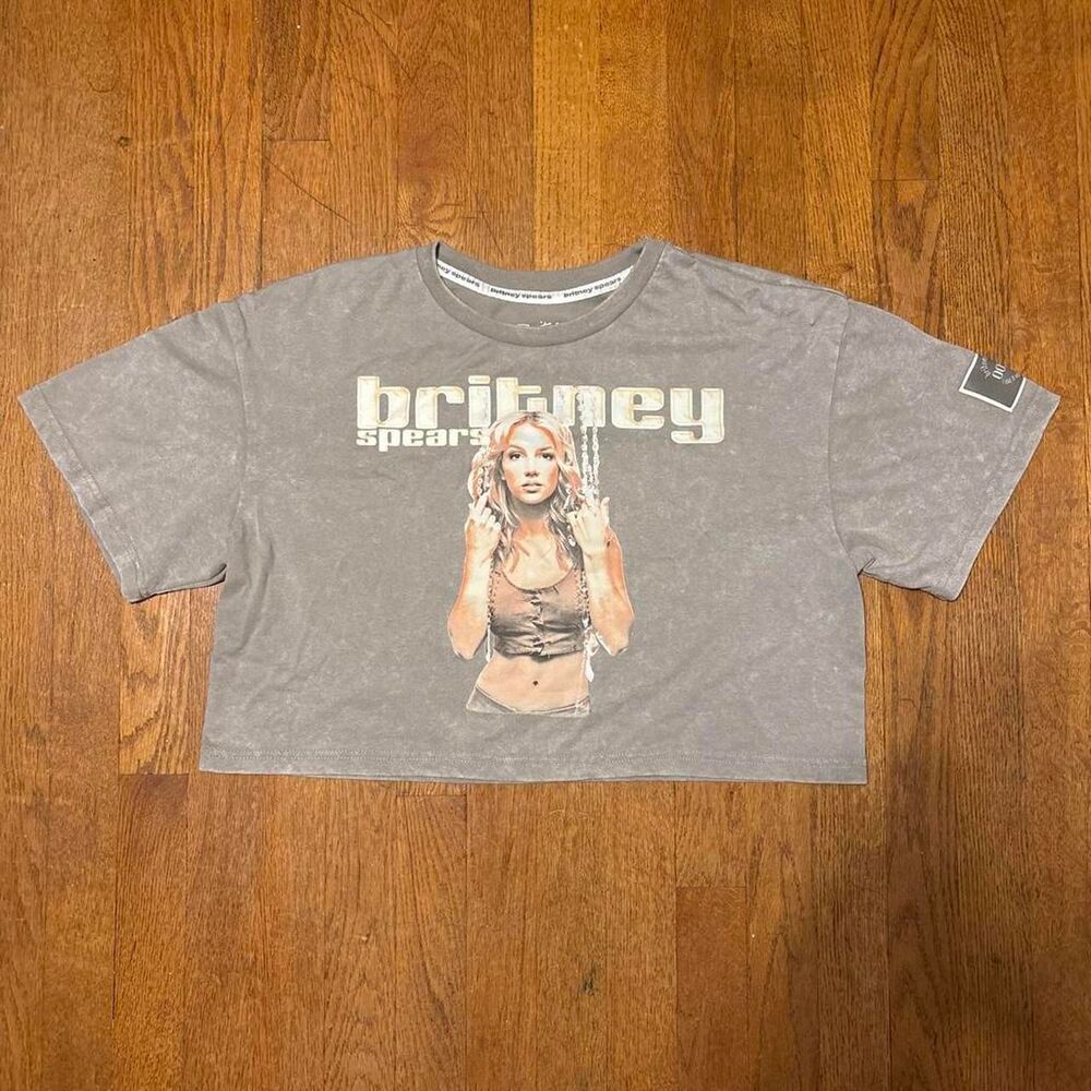 Britney-spears Women's Grey and Brown Crop-top